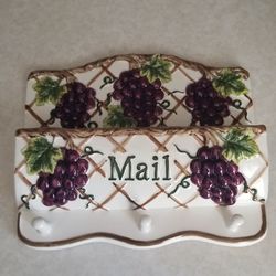Handpainted Grapes Designed Porceline Mailbox 