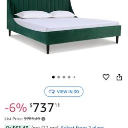 Platform Bed Green Velvet King 