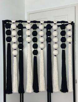 Large Black & White Macrame Hanging Art