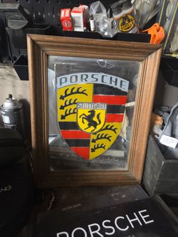 Porsche Crest Mirror Wall Art - Vintage