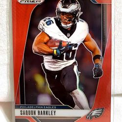 2024 Saquan Barkley Panini Pink Wave Prizm Philadelphia Eagles Refractor 