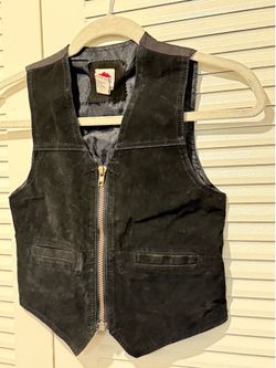 Vintage New Legends Black Suede Zip-up Vest
