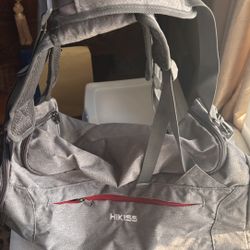 NEW HIKISS duffle bag gray and black double handles and long strap