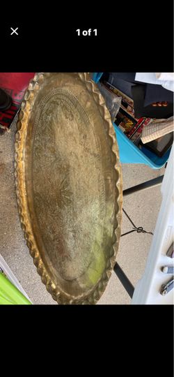 Large brass tray for coffee table or wall hanging
