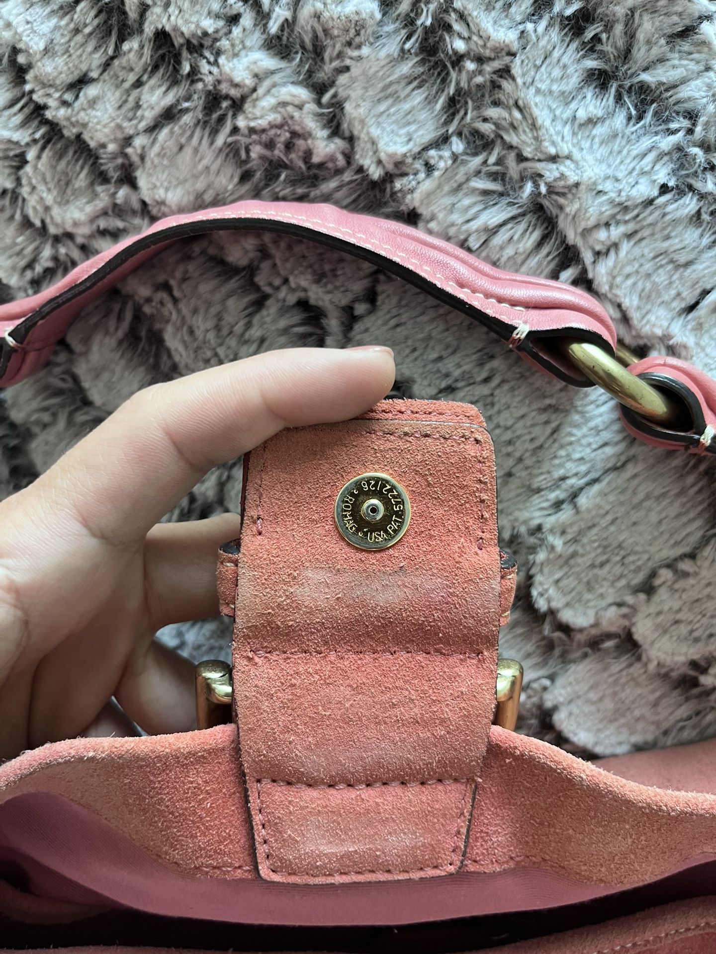 Coral Y2K Coach Vintage Suede Shoulder Bag 2000s Buckle Flap Purse