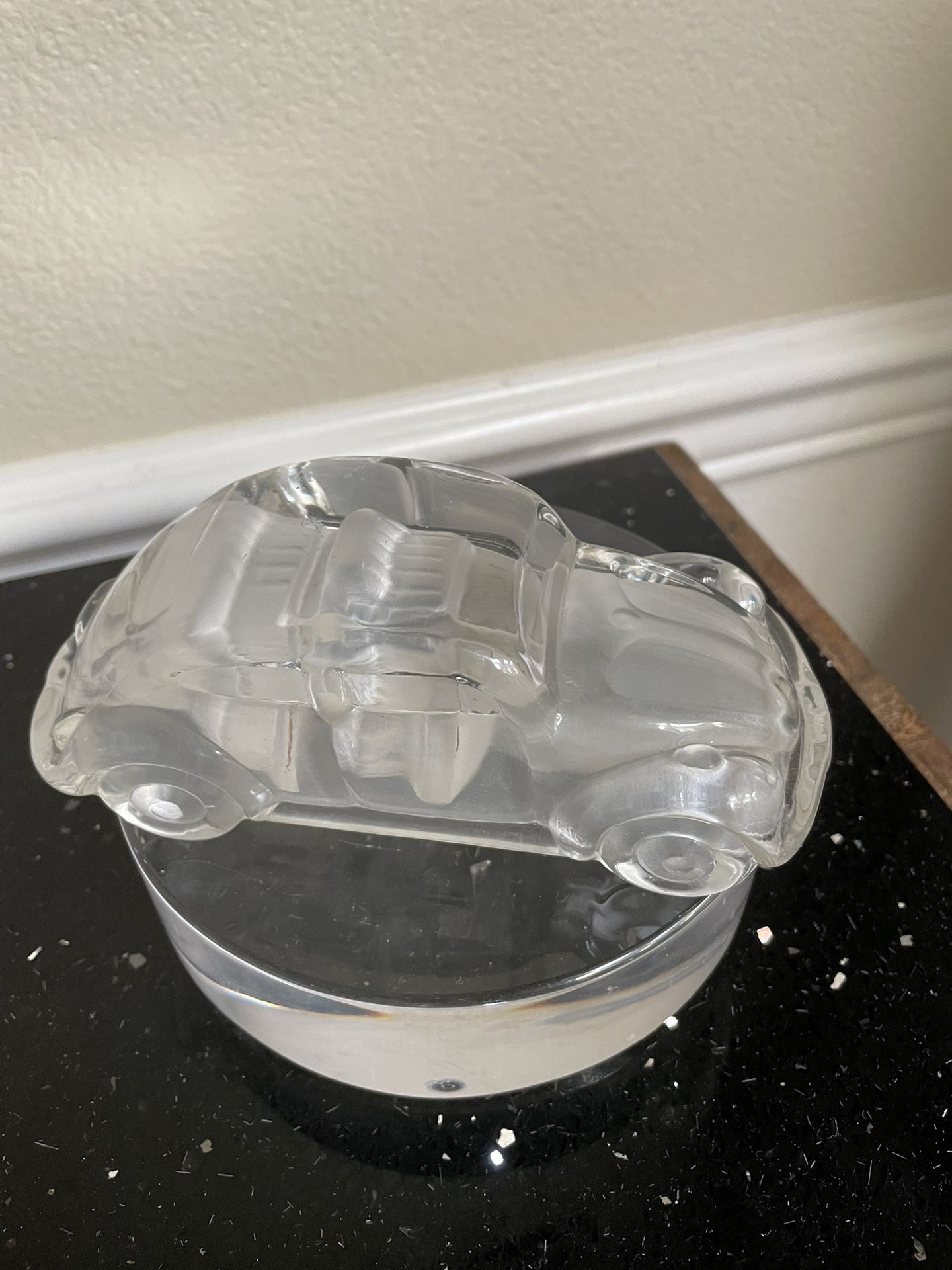 Vintage Germany 1990s Glass Volkswagen Beetle Bug Paperweight