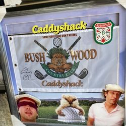 Chevy Chase Signed Bush Wood Flag Caddyshack Framed