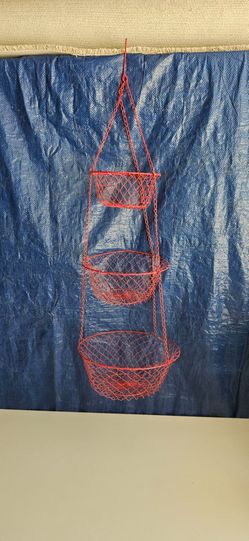 3-Tier Red Wire Hanging Basket