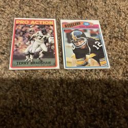 1972 & 1977 Topps Terry Bradshaw Football Cards Pittsburgh Steelers Legend HOF 
