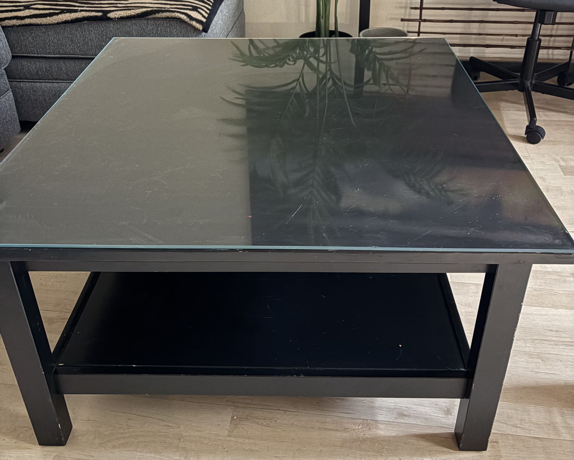 IKEA Brown Espresso Square Coffee Table With Glass Top