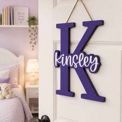 Custom Initial Name Sign – Personalized Kids Room Decor 11x11