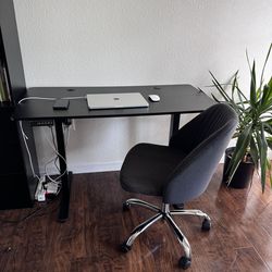 48” Electric Standing Desk – Height Adjustable – Black + Chair – Excellent Condition