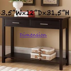 🥨Console Table with 2 Drawers, Farmhouse Sofa Table with Storage Shelf, Accent Wood Entryway Table for Living Room, Hallway, Foyer-Black