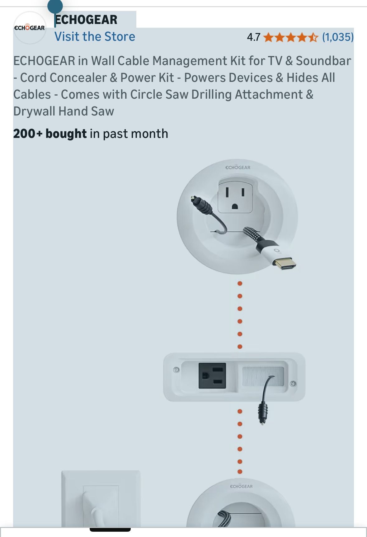 New In Box ECHOGEAR in Wall Cable Management Kit for TV & Soundba
