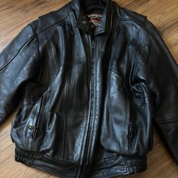 Vintage Interstate Leather Originals Motorcycle Jacket - Black Leather - Size Medium (M) 