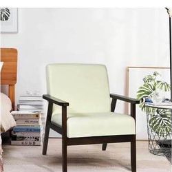 Assembled new Accent Chair with Wooden Legs, Upholstered Armchair for Living Room, Mid-Century Comfy