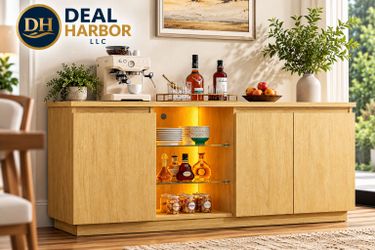 Wood Sideboard Buffet Cabinet with LED Lighting