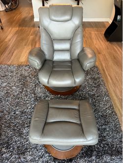 Leather Chair with Ottoman