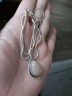 .925 silver pinkish stone necklace