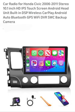 Podofo Radio for Honda Civic 2006 2007 2008 2009 2010 2011 Car Stereo with Wireless CarPlay Android Auto,10.1 Inch 1080P Touch Screen【Built-in DSP EQ