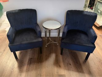 Navy Blue Accent Chairs & Table