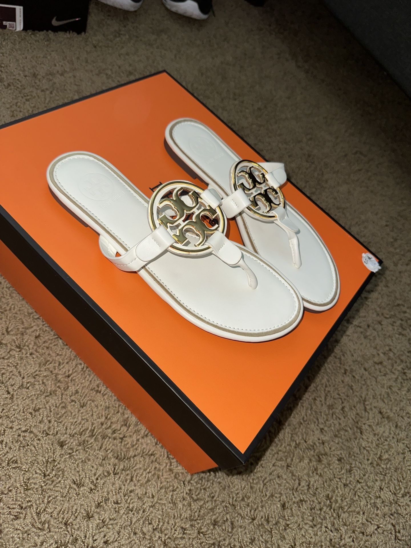 Tory Burch Gold & White Sandals