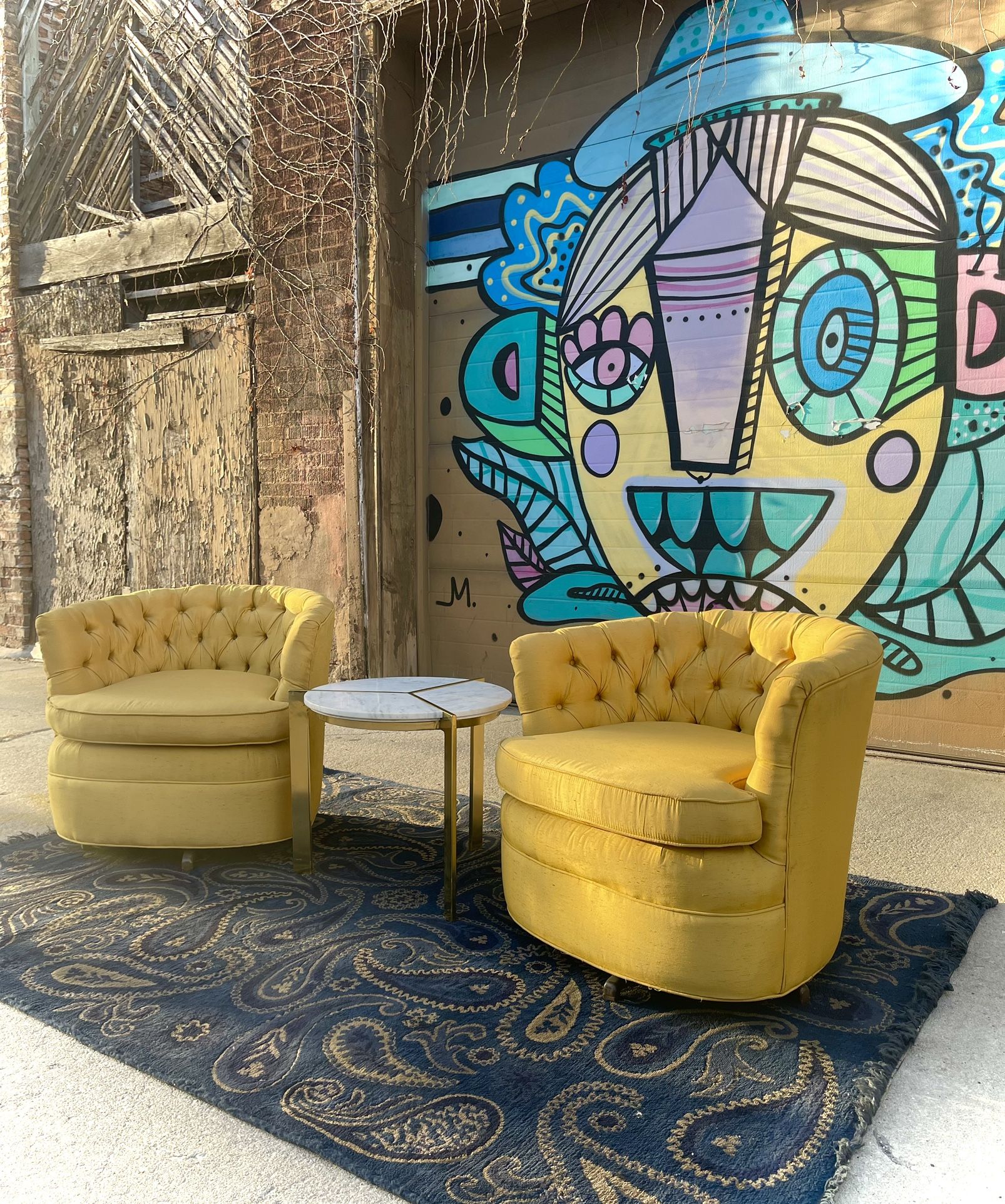 Original Fairfield Mid Century Tufted Vintage Swivel Barrel Chairs(Delivery Available)
