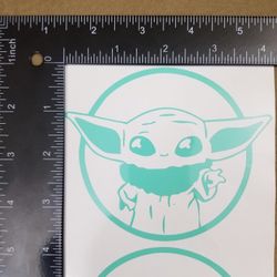 Baby Yoda (Round) Vinyl Decal - Teal Green