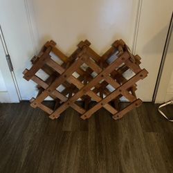 Vintage Genuine Teak Wood Wine Rack
