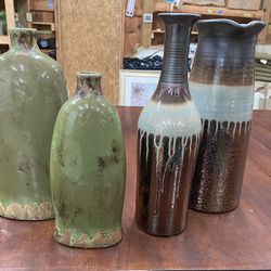 Set of 4 Pottery Vases