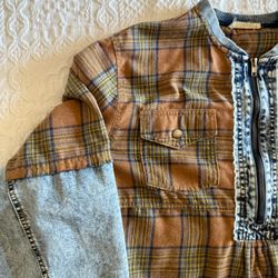 Promesa Oversized Denim Plaid Flannel Shirt XL