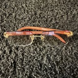 Authentic Cartier CT0052O 008 Sunglasses Gold Brown Wood