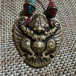 1.88" Old Chinese Tibetan Buddhism Golden winged Garuda bird Pendants amulet