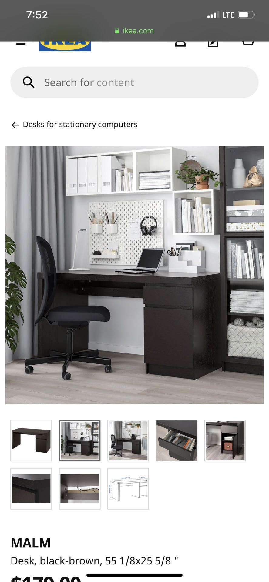Black Office Desk (IKEA Malm) Like New!