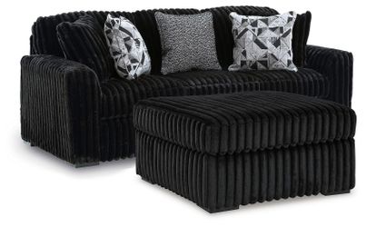 Midnight-Madness Onyx Sofa and Oversized Ottoman