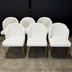 Rove Concepts Angelo Dining Chair (Set of 6, Pearl/ Brass)