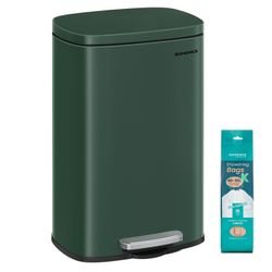 13 Gallon (50 L) Trash Can, Stainless Steel, Step-On Pedal Kitchen Garbage Can, Recycling or Waste Bin, with Soft Close Lid, Removable Inner Bucket, R