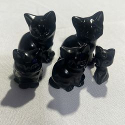 Black Obsidian Stone Cats