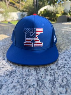 Adidas Kansas Jayhawks Stars and Stripes Fitted Hat Size 7 3/8