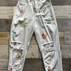 High Waist Pokemon Ripped Jeans   