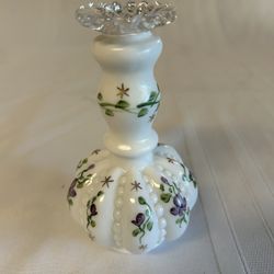 Fenton Silver Crest “Violets In Snow” Perfume Bottle