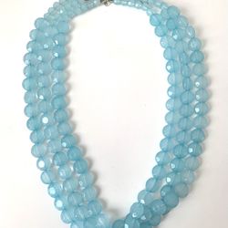 Three Strands Baby Blue Necklace