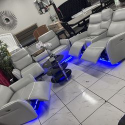 Power Recliner Sofa Set ✨LED Light 