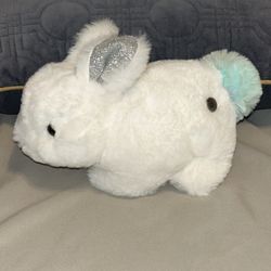 FAO SCHWARZ Toy Plush Easter Bunny Aqua Blue Mix Color Tail Sparkle Ears