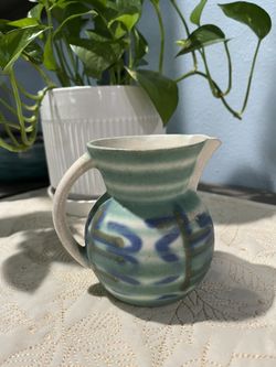 Beautiful blue and green art pottery Pitcher