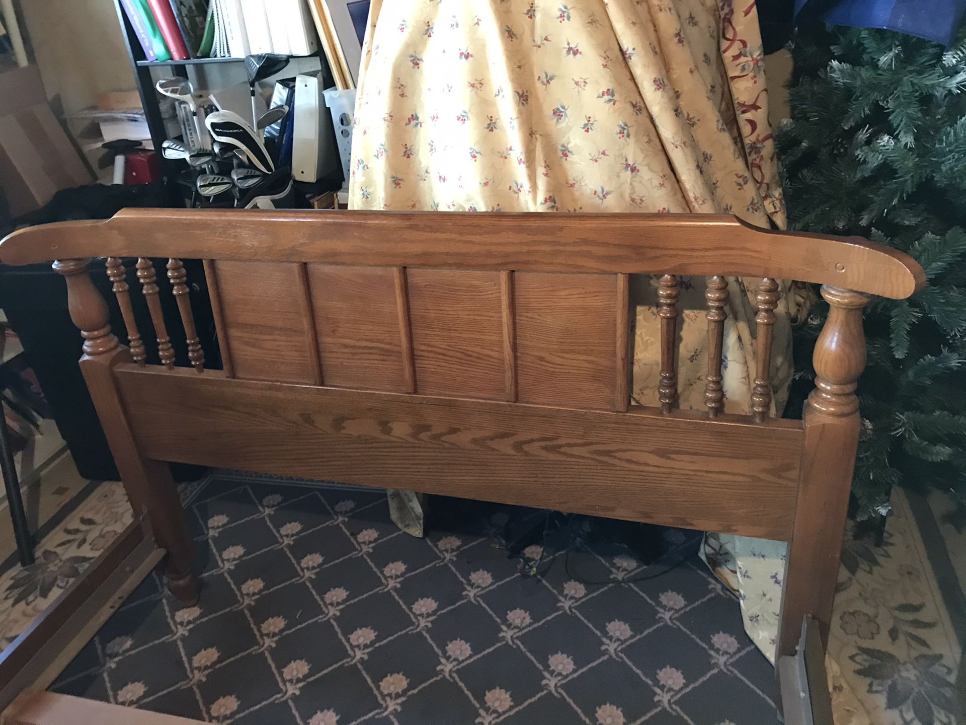 Solid Oak bed frame for full sized bed 56 x 84. $25