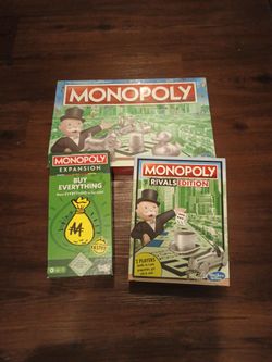 Monopoly Board Game and "Buy Everything" Expansion. Brand New! Free Rivals Edition!