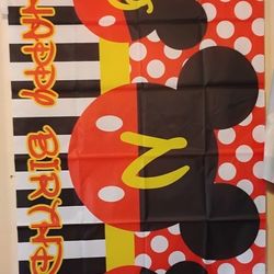 Mickey Mouse Happy Birthday Banner 6.6 x 3.3 New 