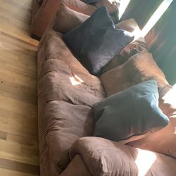Brown Couch and Chaise 