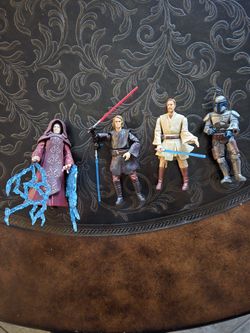 Star Wars Action Figure Lot Emperor Palpatine/Darth Sidious, Anakin Skywalker, Obi-Wan-Kenobi, and Jango Fett $50 OBO
